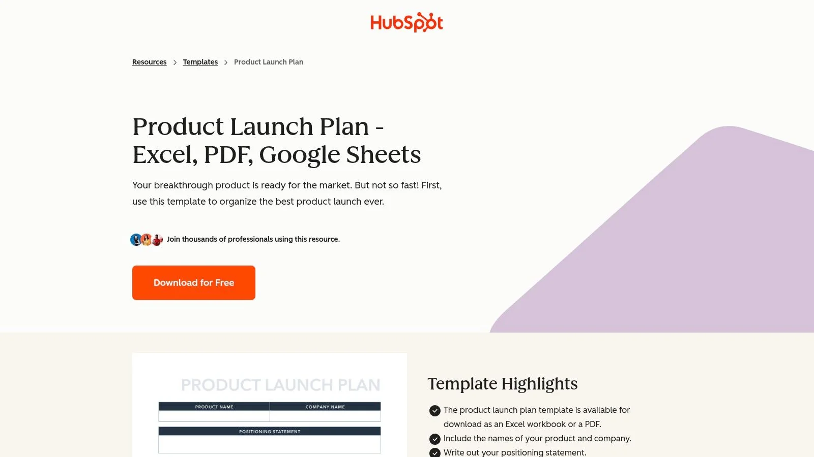 HubSpot , Product Launch Plan (Excel/PDF)