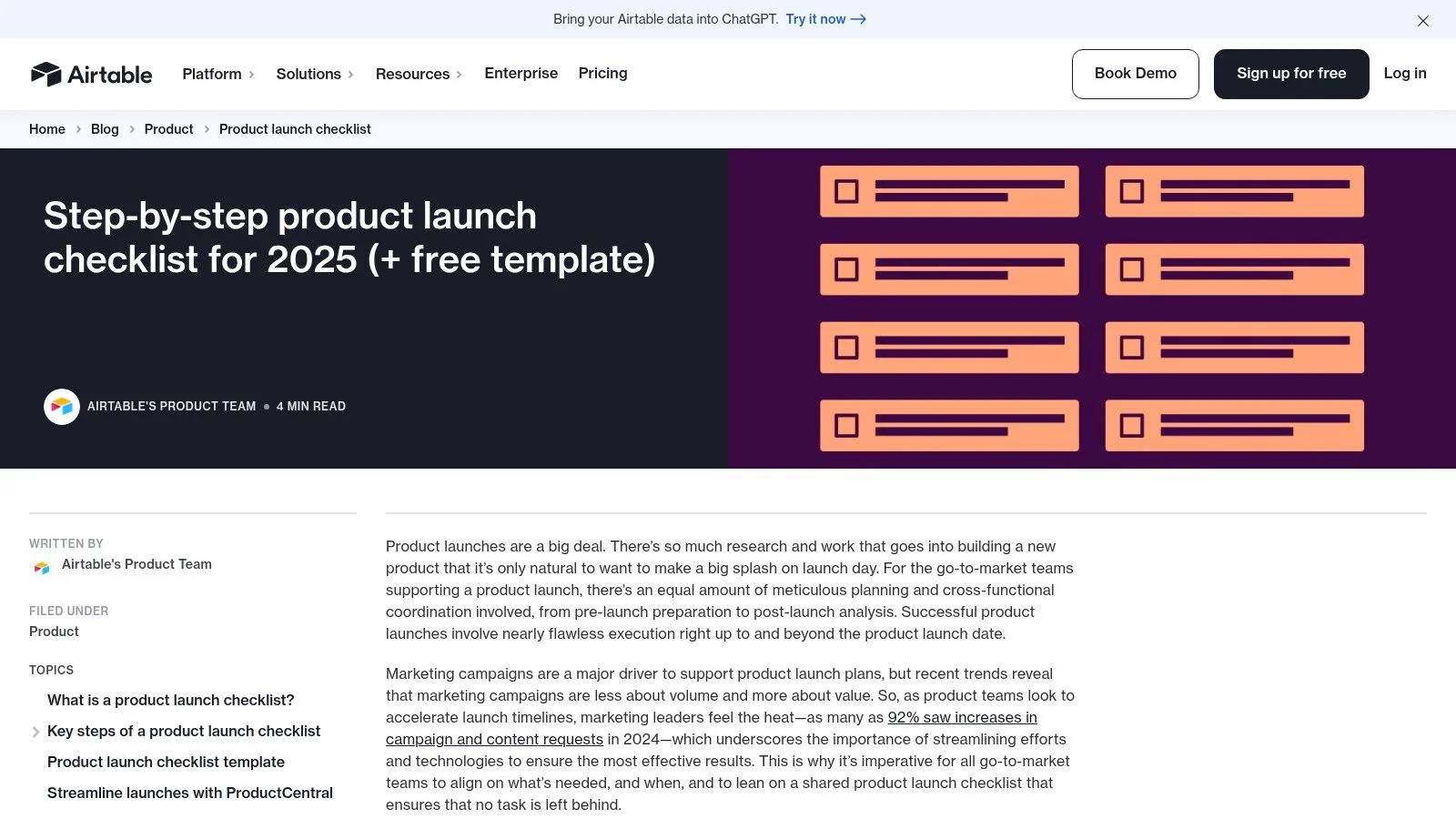 Airtable , Product Launch Checklist (+ free base)