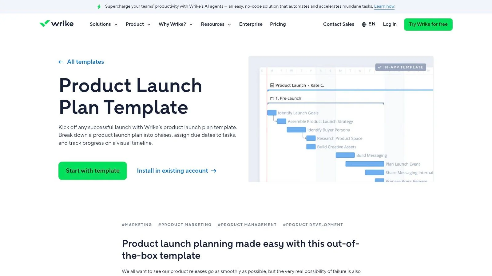 Wrike , Product Launch Plan Template